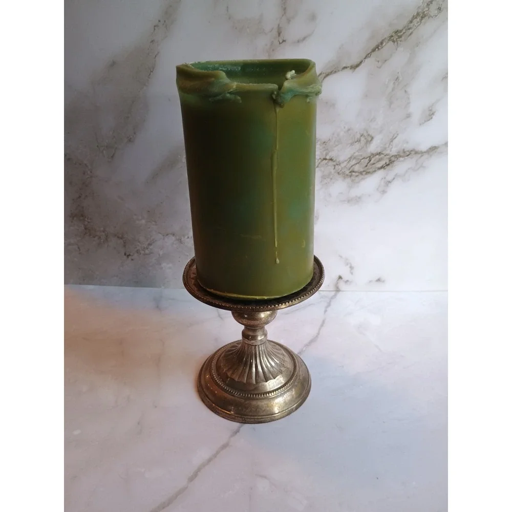 Two's Company Pillar Candle Holder Silver 3.5